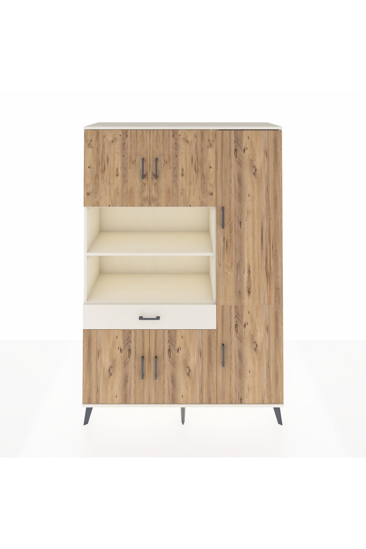 Hyperion Dolap 10 Raflı Tek Çekmeceli 6 Kapaklı 132x44x195 Aytaşı-Çam/Aytaşı