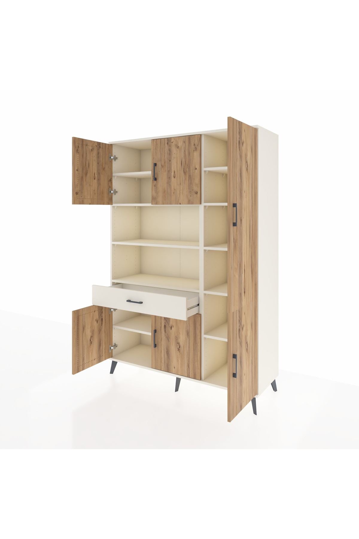 Hyperion Dolap 10 Raflı Tek Çekmeceli 6 Kapaklı 132x44x195 Aytaşı-Çam/Aytaşı