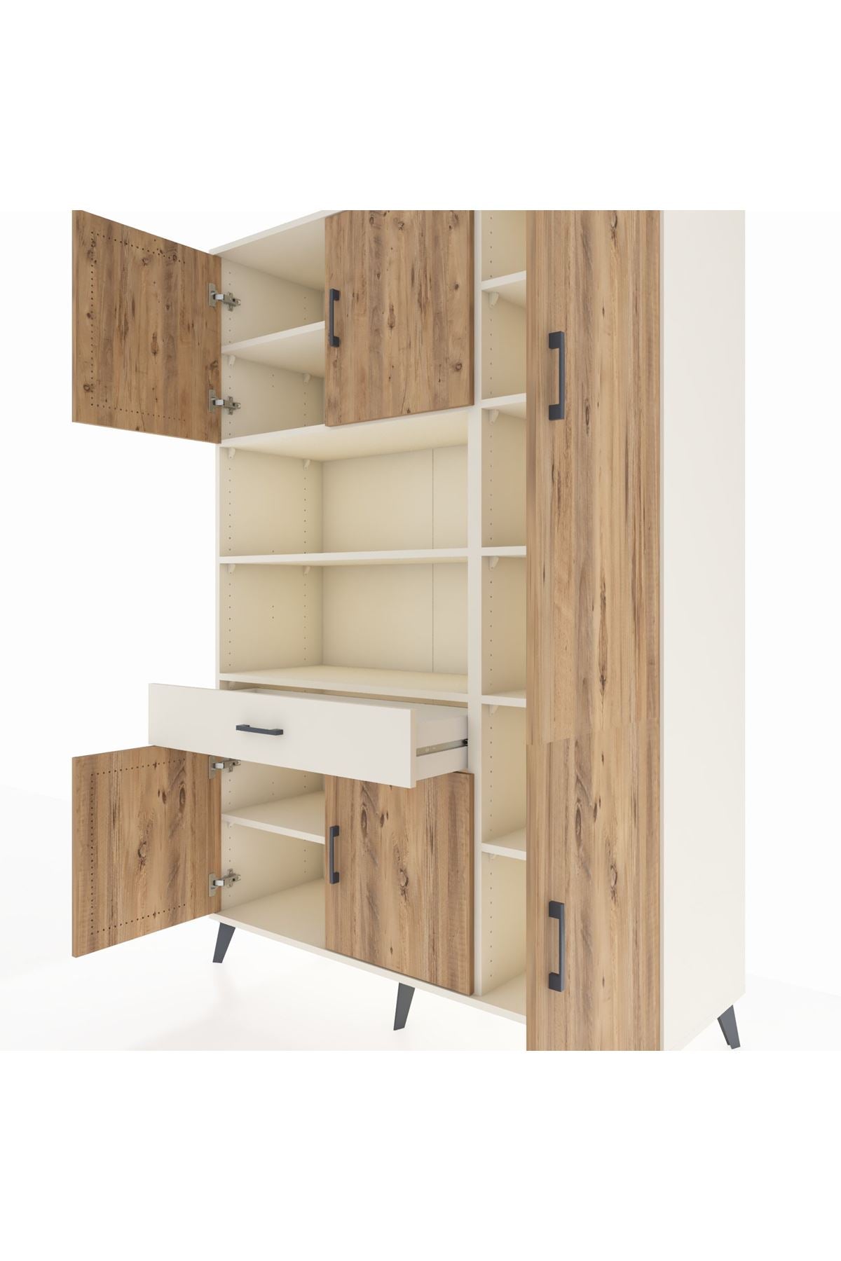 Hyperion Dolap 10 Raflı Tek Çekmeceli 6 Kapaklı 132x44x195 Aytaşı-Çam/Aytaşı