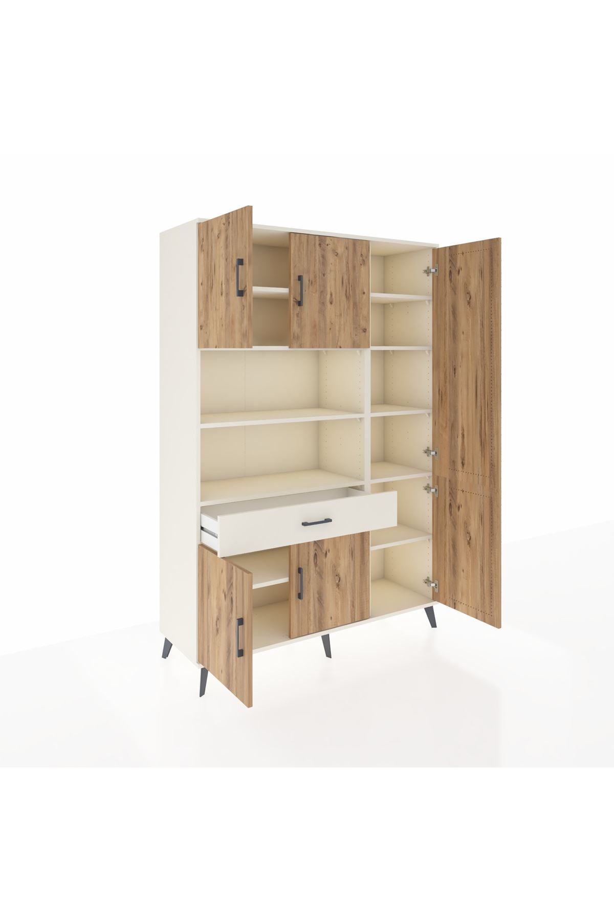 Hyperion Dolap 10 Raflı Tek Çekmeceli 6 Kapaklı 132x44x195 Aytaşı-Çam/Aytaşı