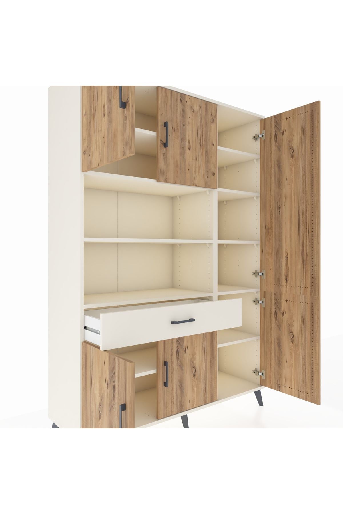 Hyperion Dolap 10 Raflı Tek Çekmeceli 6 Kapaklı 132x44x195 Aytaşı-Çam/Aytaşı