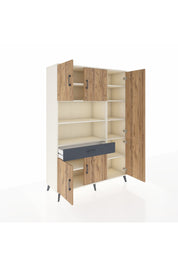 Hyperion Dolap 10 Raflı Tek Çekmeceli 6 Kapaklı 132x44x195 Aytaşı-Çam/Antrasit