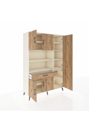 Hyperion Dolap 10 Raflı Tek Çekmeceli 6 Kapaklı 132x44x195 Aytaşı-Çam/Çam