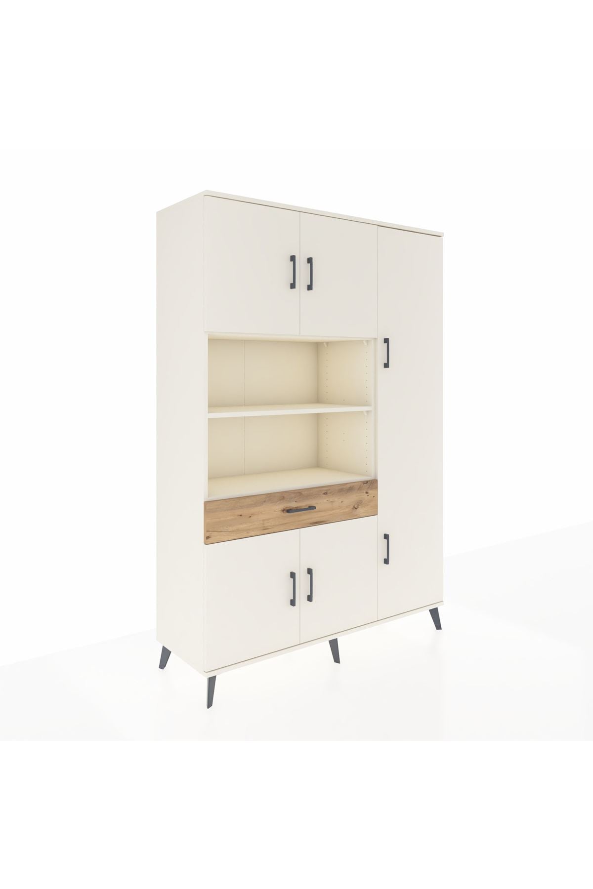 Hyperion Dolap 10 Raflı Tek Çekmeceli 6 Kapaklı 132x44x195 Aytaşı-Aytaşı/Çam