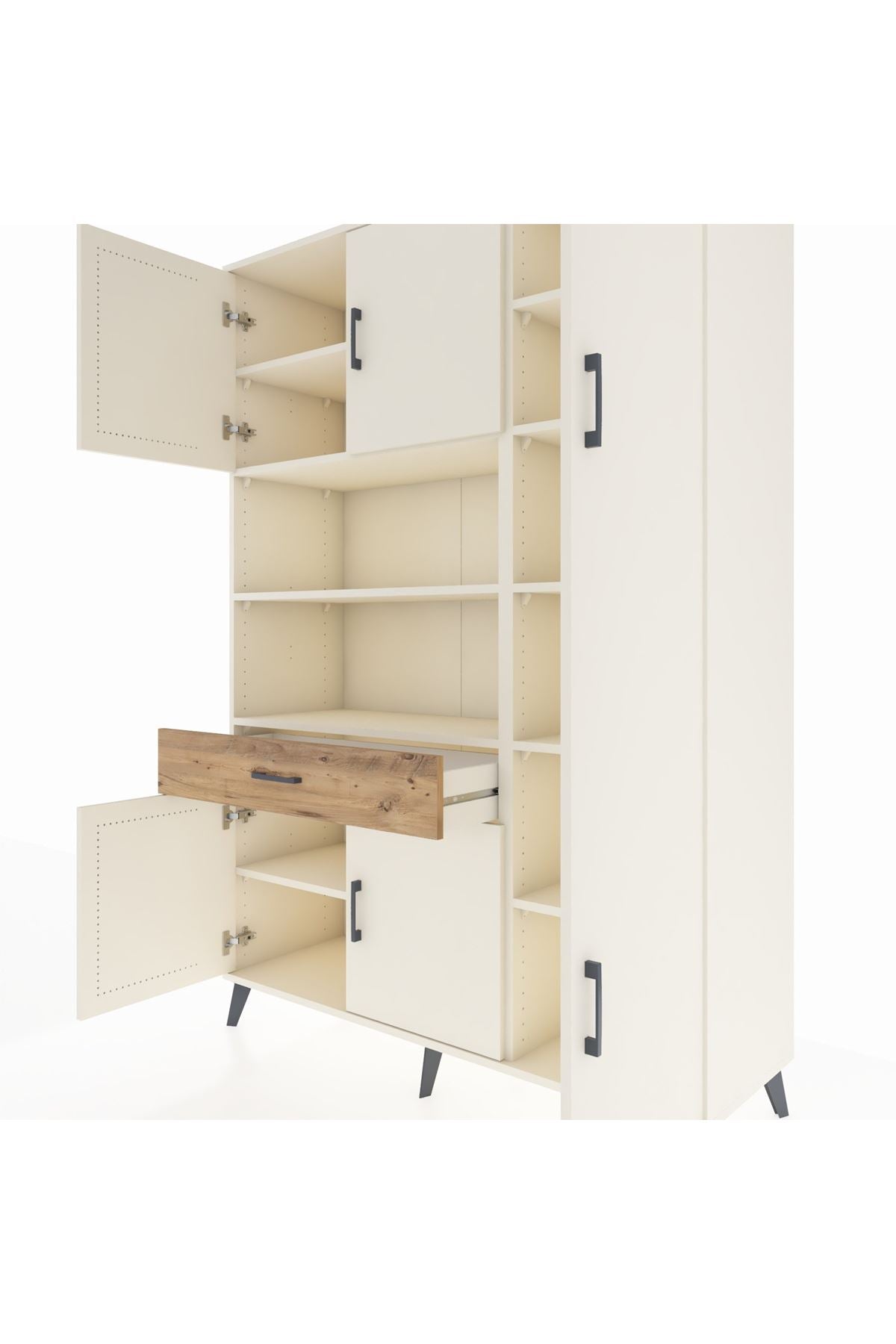 Hyperion Dolap 10 Raflı Tek Çekmeceli 6 Kapaklı 132x44x195 Aytaşı-Aytaşı/Çam