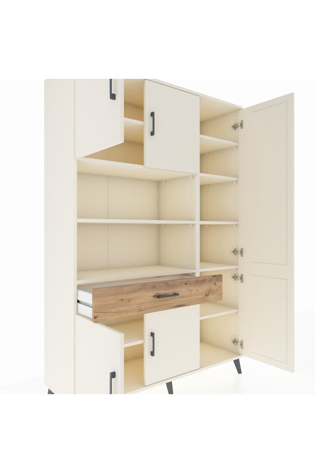 Hyperion Dolap 10 Raflı Tek Çekmeceli 6 Kapaklı 132x44x195 Aytaşı-Aytaşı/Çam