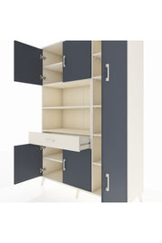 Hyperion Dolap 10 Raflı Tek Çekmeceli 6 Kapaklı 132x44x195 Aytaşı-Antrasit/Aytaşı