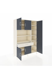 Hyperion Dolap 10 Raflı Tek Çekmeceli 6 Kapaklı 132x44x195 Aytaşı-Antrasit/Aytaşı