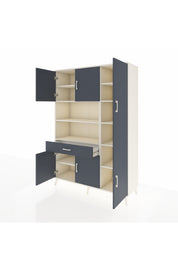 Hyperion Dolap 10 Raflı Tek Çekmeceli 6 Kapaklı 132x44x195 Aytaşı-Antrasit/Antrasit