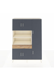 Hyperion Dolap 10 Raflı Tek Çekmeceli 6 Kapaklı 132x44x195 Aytaşı-Antrasit/Çam