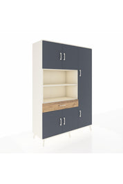 Hyperion Dolap 10 Raflı Tek Çekmeceli 6 Kapaklı 132x44x195 Aytaşı-Antrasit/Çam