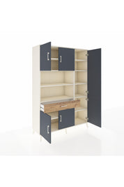 Hyperion Dolap 10 Raflı Tek Çekmeceli 6 Kapaklı 132x44x195 Aytaşı-Antrasit/Çam