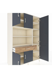 Hyperion Dolap 10 Raflı Tek Çekmeceli 6 Kapaklı 132x44x195 Aytaşı-Antrasit/Çam