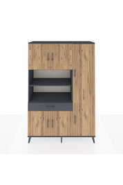 Hyperion Dolap 10 Raflı Tek Çekmeceli 6 Kapaklı 132x44x195 Antrasit-Çam/Antrasit