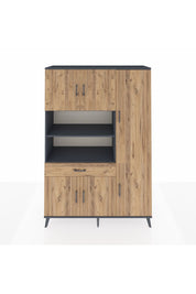 Hyperion Dolap 10 Raflı Tek Çekmeceli 6 Kapaklı 132x44x195 Antrasit-Çam/Çam