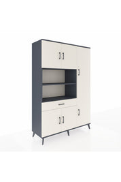 Hyperion Dolap 10 Raflı Tek Çekmeceli 6 Kapaklı 132x44x195 Antrasit-Aytaşı/Aytaşı