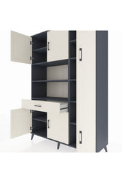 Hyperion Dolap 10 Raflı Tek Çekmeceli 6 Kapaklı 132x44x195 Antrasit-Aytaşı/Aytaşı