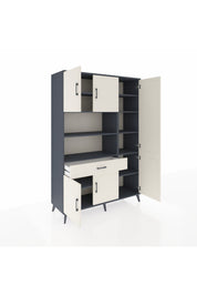 Hyperion Dolap 10 Raflı Tek Çekmeceli 6 Kapaklı 132x44x195 Antrasit-Aytaşı/Aytaşı