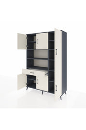 Hyperion Dolap 10 Raflı Tek Çekmeceli 6 Kapaklı 132x44x195 Antrasit-Aytaşı/Aytaşı