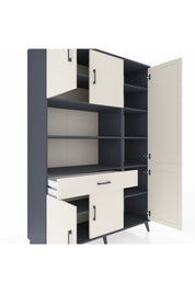 Hyperion Dolap 10 Raflı Tek Çekmeceli 6 Kapaklı 132x44x195 Antrasit-Aytaşı/Aytaşı