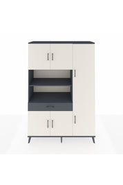 Hyperion Dolap 10 Raflı Tek Çekmeceli 6 Kapaklı 132x44x195 Antrasit-Aytaşı/Antrasit