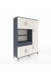 Hyperion Dolap 10 Raflı Tek Çekmeceli 6 Kapaklı 132x44x195 Antrasit-Aytaşı/Antrasit