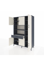 Hyperion Dolap 10 Raflı Tek Çekmeceli 6 Kapaklı 132x44x195 Antrasit-Aytaşı/Antrasit