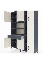 Hyperion Dolap 10 Raflı Tek Çekmeceli 6 Kapaklı 132x44x195 Antrasit-Aytaşı/Antrasit