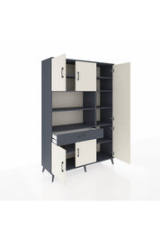 Hyperion Dolap 10 Raflı Tek Çekmeceli 6 Kapaklı 132x44x195 Antrasit-Aytaşı/Antrasit
