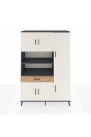 Hyperion Dolap 10 Raflı Tek Çekmeceli 6 Kapaklı 132x44x195 Antrasit-Aytaşı/Çam