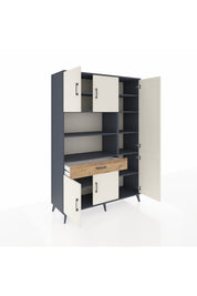 Hyperion Dolap 10 Raflı Tek Çekmeceli 6 Kapaklı 132x44x195 Antrasit-Aytaşı/Çam