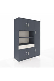 Hyperion Dolap 10 Raflı Tek Çekmeceli 6 Kapaklı 132x44x195 Antrasit-Antrasit/Aytaşı