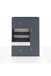 Hyperion Dolap 10 Raflı Tek Çekmeceli 6 Kapaklı 132x44x195 Antrasit-Antrasit/Aytaşı
