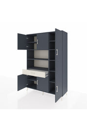 Hyperion Dolap 10 Raflı Tek Çekmeceli 6 Kapaklı 132x44x195 Antrasit-Antrasit/Aytaşı