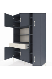 Hyperion Dolap 10 Raflı Tek Çekmeceli 6 Kapaklı 132x44x195 Antrasit-Antrasit/Aytaşı