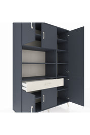 Hyperion Dolap 10 Raflı Tek Çekmeceli 6 Kapaklı 132x44x195 Antrasit-Antrasit/Aytaşı