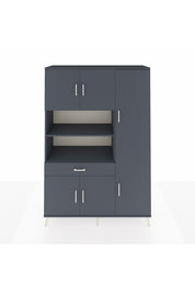 Hyperion Dolap 10 Raflı Tek Çekmeceli 6 Kapaklı 132x44x195 Antrasit-Antrasit/Antrasit