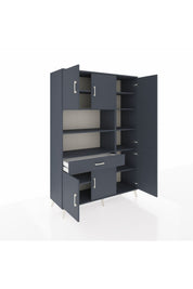 Hyperion Dolap 10 Raflı Tek Çekmeceli 6 Kapaklı 132x44x195 Antrasit-Antrasit/Antrasit