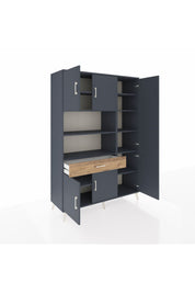 Hyperion Dolap 10 Raflı Tek Çekmeceli 6 Kapaklı 132x44x195 Antrasit-Antrasit/Çam