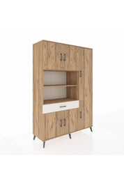 Hyperion Dolap 10 Raflı Tek Çekmeceli 6 Kapaklı 132x44x195 Çam-Çam/Aytaşı
