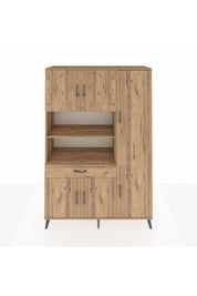 Hyperion Dolap 10 Raflı Tek Çekmeceli 6 Kapaklı 132x44x195 Çam-Çam/Çam