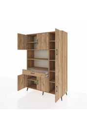 Hyperion Dolap 10 Raflı Tek Çekmeceli 6 Kapaklı 132x44x195 Çam-Çam/Çam