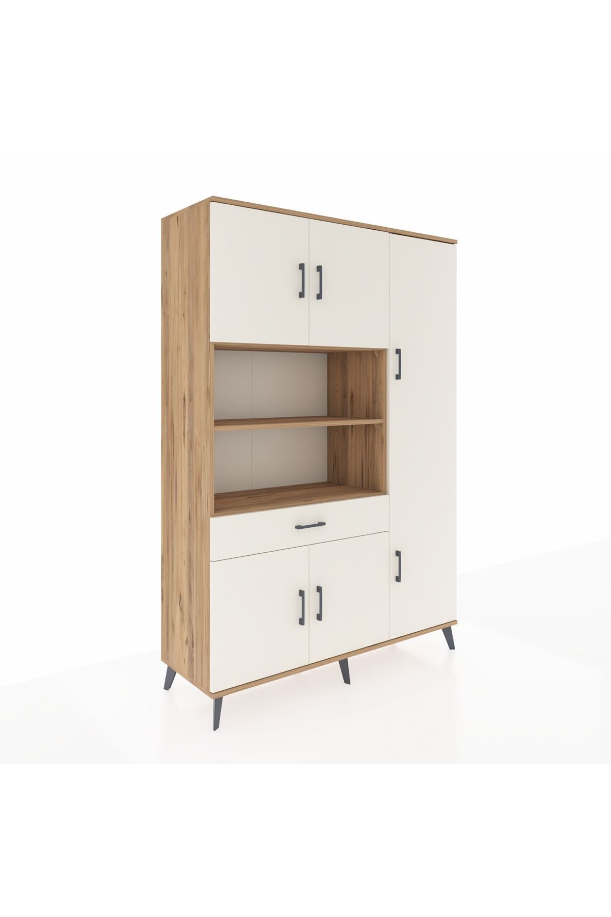 Hyperion Dolap 10 Raflı Tek Çekmeceli 6 Kapaklı 132x44x195 Çam-Aytaşı/Aytaşı