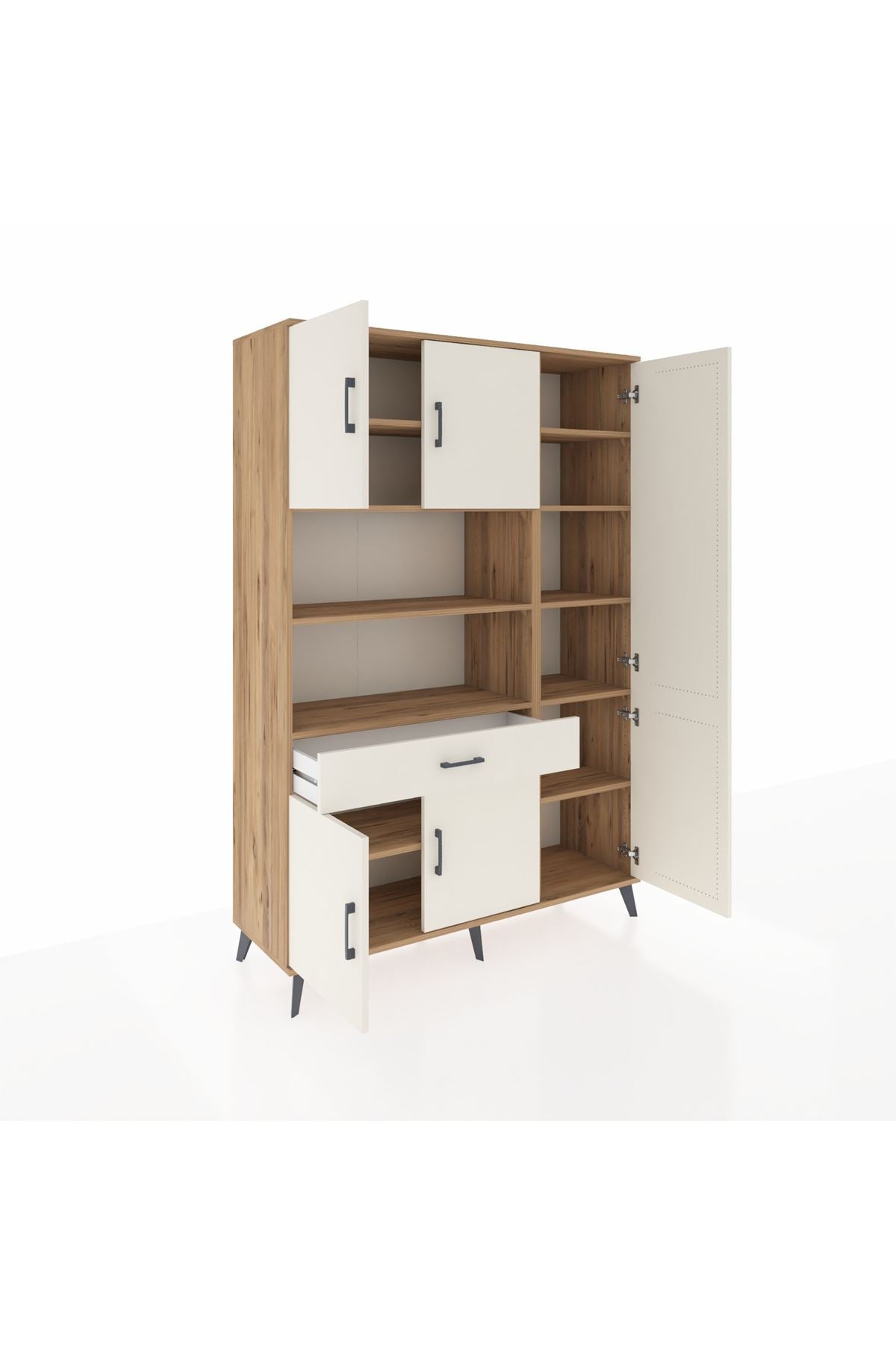 Hyperion Dolap 10 Raflı Tek Çekmeceli 6 Kapaklı 132x44x195 Çam-Aytaşı/Aytaşı