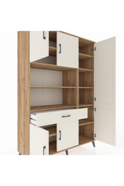 Hyperion Dolap 10 Raflı Tek Çekmeceli 6 Kapaklı 132x44x195 Çam-Aytaşı/Aytaşı