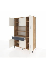 Hyperion Dolap 10 Raflı Tek Çekmeceli 6 Kapaklı 132x44x195 Çam-Aytaşı/Antrasit