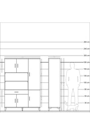 Hyperion Dolap 10 Raflı Tek Çekmeceli 6 Kapaklı 132x44x195 Çam-Aytaşı/Antrasit