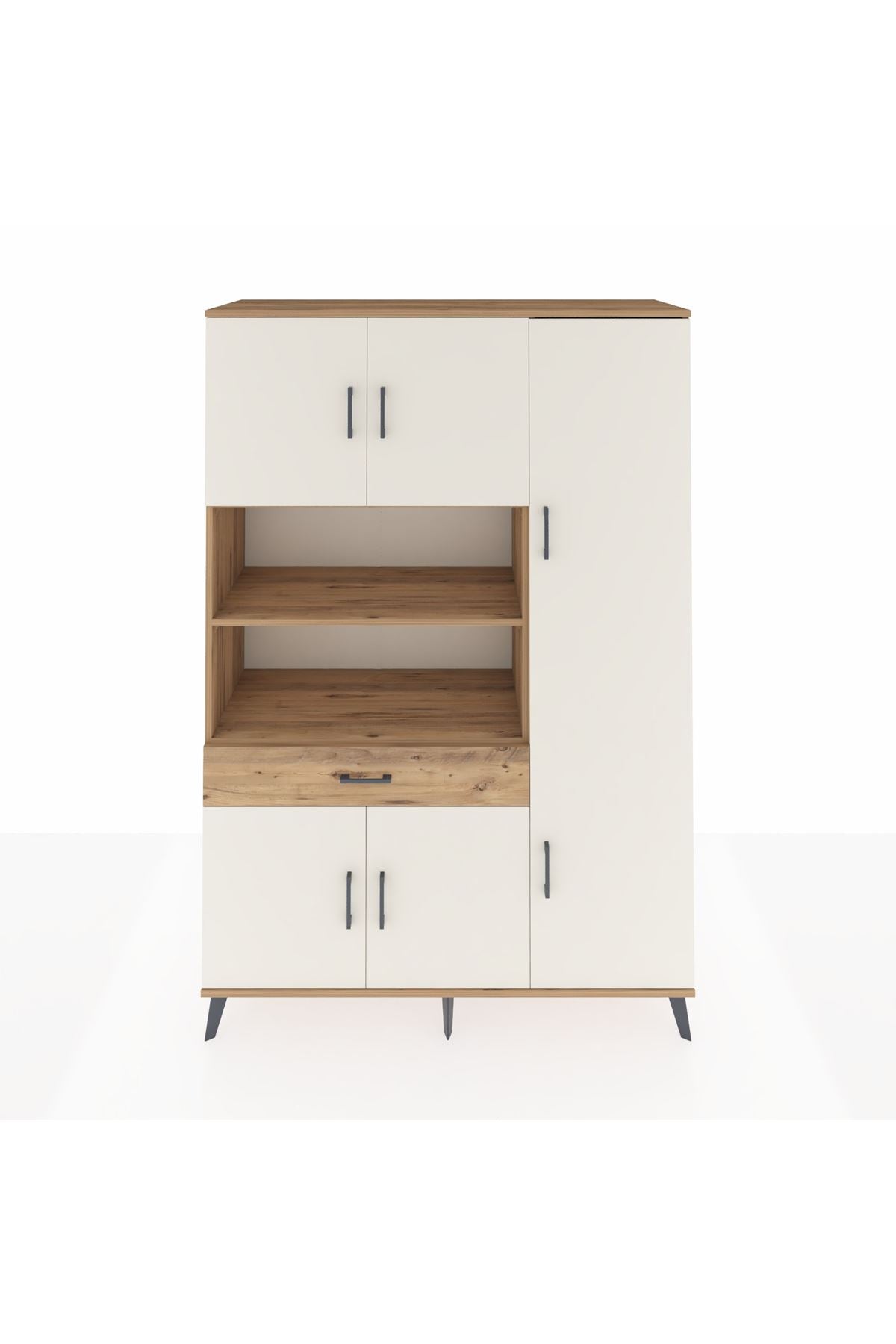 Hyperion Dolap 10 Raflı Tek Çekmeceli 6 Kapaklı 132x44x195 Çam-Aytaşı/Çam