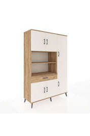 Hyperion Dolap 10 Raflı Tek Çekmeceli 6 Kapaklı 132x44x195 Çam-Aytaşı/Çam