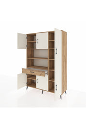 Hyperion Dolap 10 Raflı Tek Çekmeceli 6 Kapaklı 132x44x195 Çam-Aytaşı/Çam